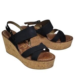Sam Edelman Black Cork Platform Sandals